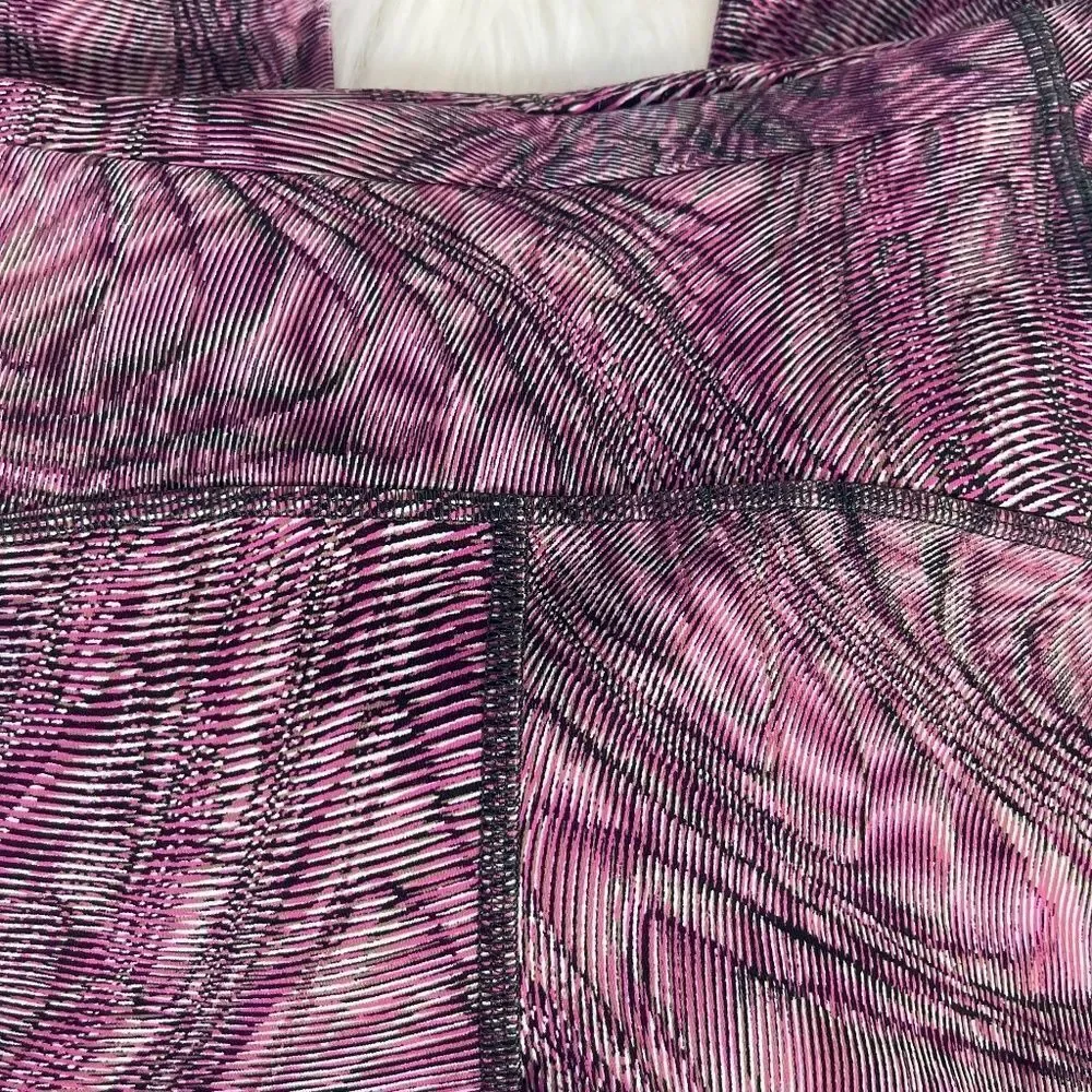 Lululemon Swift Speed Black/Pink/White Swirl Print Leggings‎ Sz 4